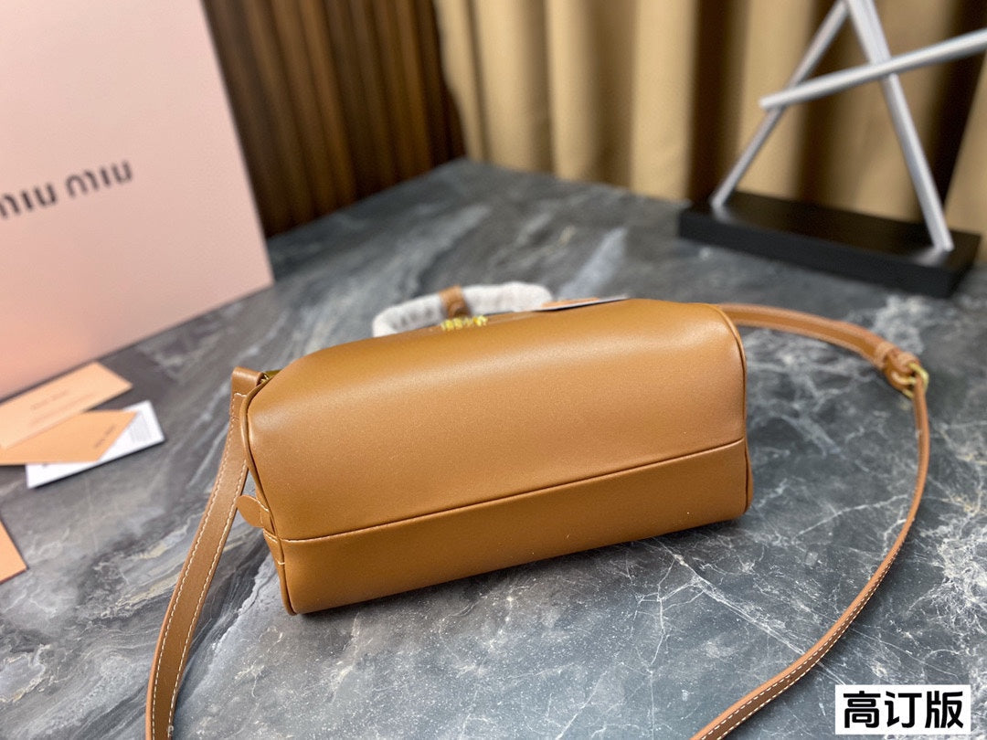 MIU MIU HALF - MOON BAG 23 IN CARAMEL BROWN CALFSKIN