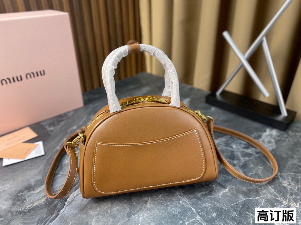 MIU MIU HALF - MOON BAG 23 IN CARAMEL BROWN CALFSKIN