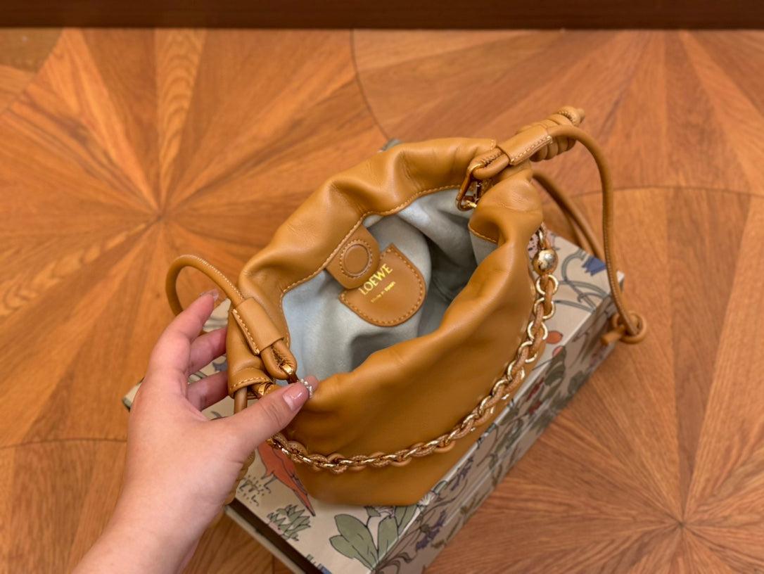 LOEWE LOE MINI 18 FLAMENCO PURSE IN WARM DESERT NAPPA LAMBSKIN