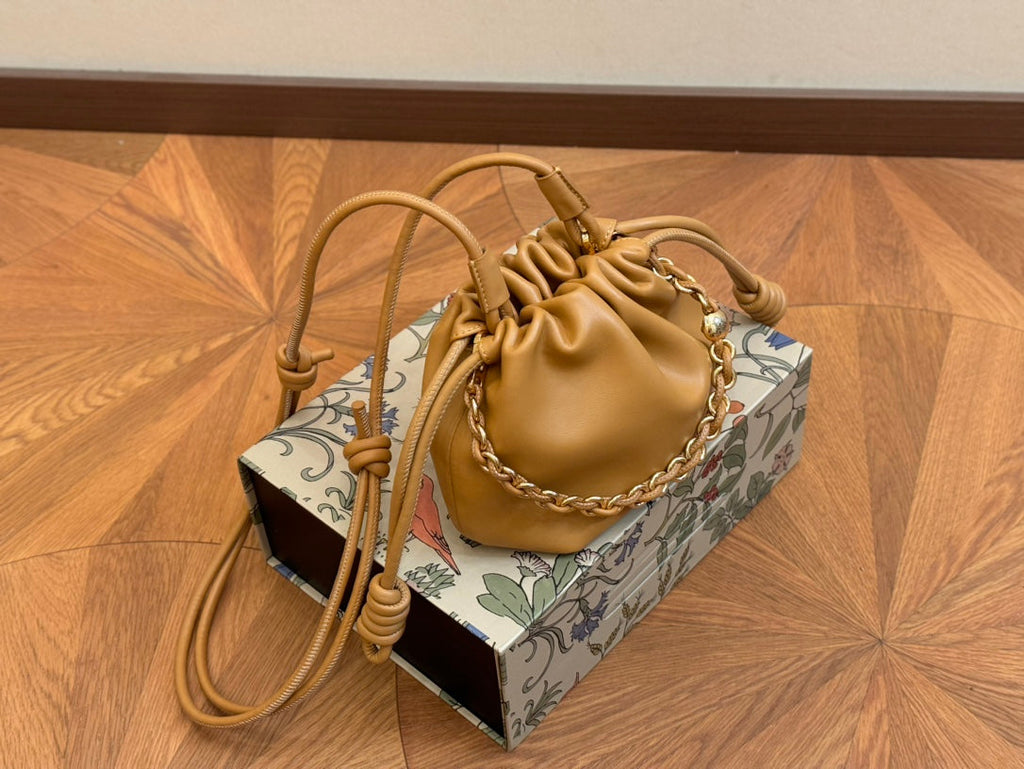 LOEWE LOE MINI 18 FLAMENCO PURSE IN WARM DESERT NAPPA LAMBSKIN