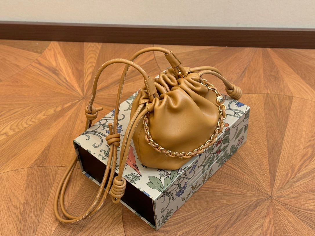 LOEWE LOE MINI 18 FLAMENCO PURSE IN WARM DESERT NAPPA LAMBSKIN