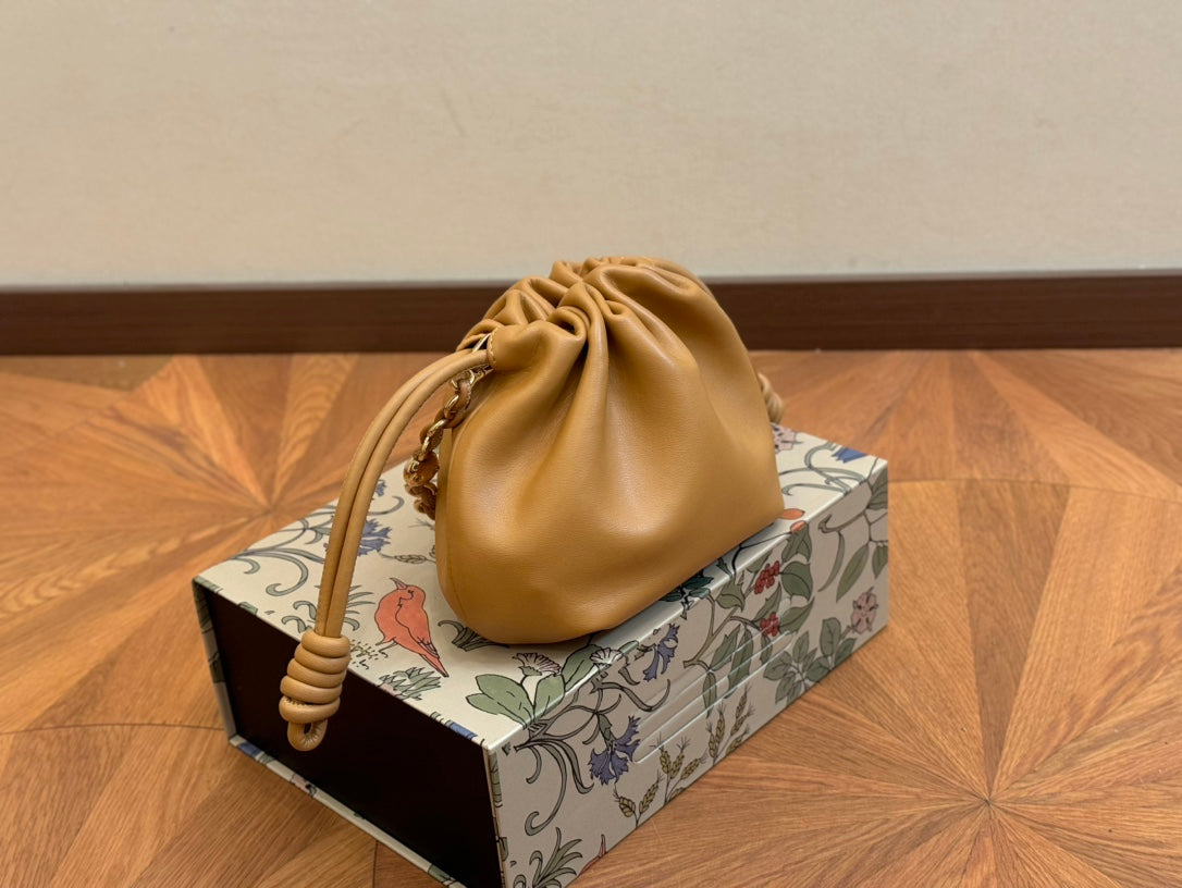 LOEWE LOE MINI 18 FLAMENCO PURSE IN WARM DESERT NAPPA LAMBSKIN