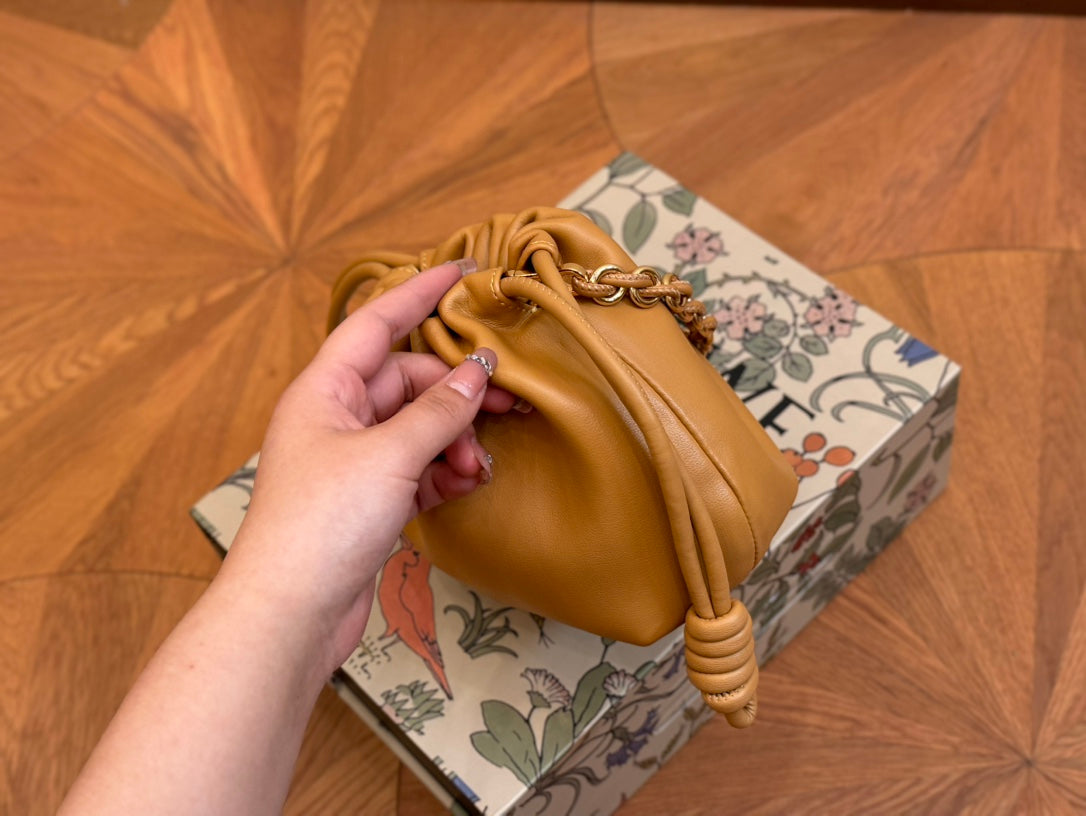 LOEWE LOE MINI 18 FLAMENCO PURSE IN WARM DESERT NAPPA LAMBSKIN