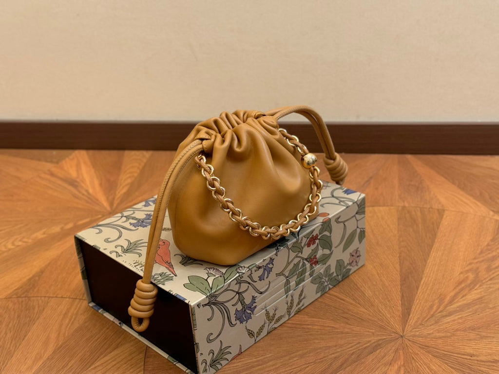LOEWE LOE MINI 18 FLAMENCO PURSE IN WARM DESERT NAPPA LAMBSKIN