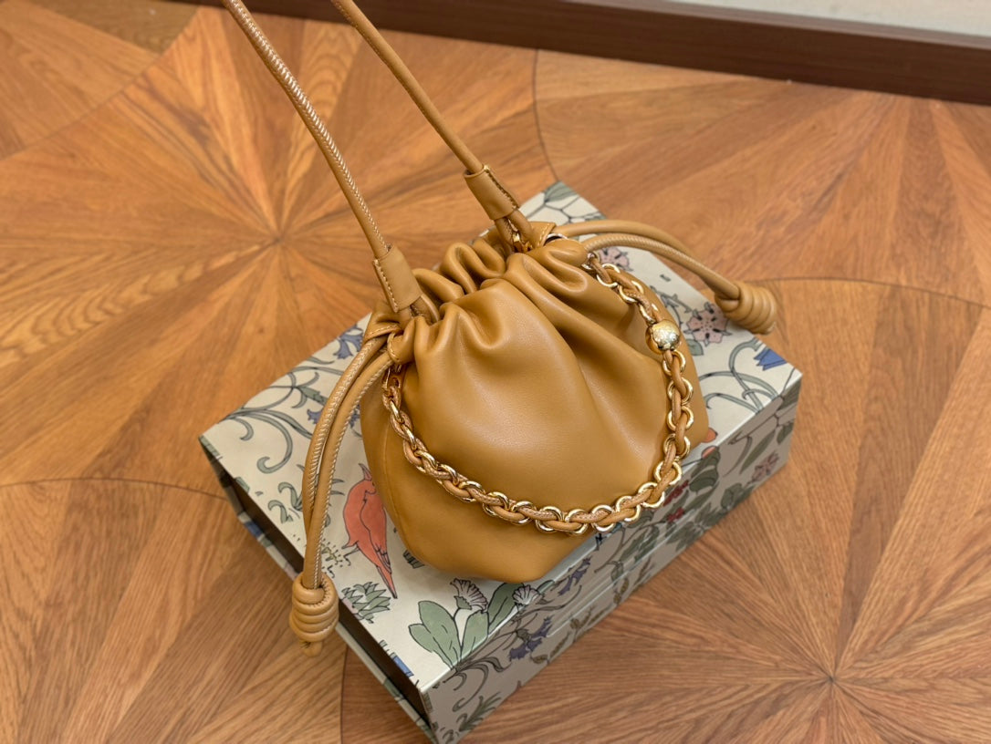 LOEWE LOE MINI 18 FLAMENCO PURSE IN WARM DESERT NAPPA LAMBSKIN