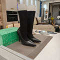 BALENCIAGA 25S POINTED-TOE HIGH HEELS 90 MM IN BLACK FABRIC AND CALFSKIN STYLE 4