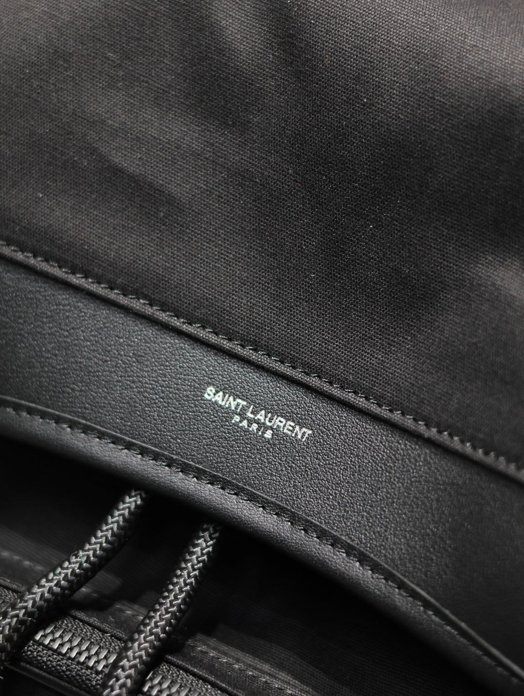 SAINT LAURENT CITY MULTI-POCKET BACKPACK 42 IN BLACK NYLON AND SMOOTH CALFSKIN