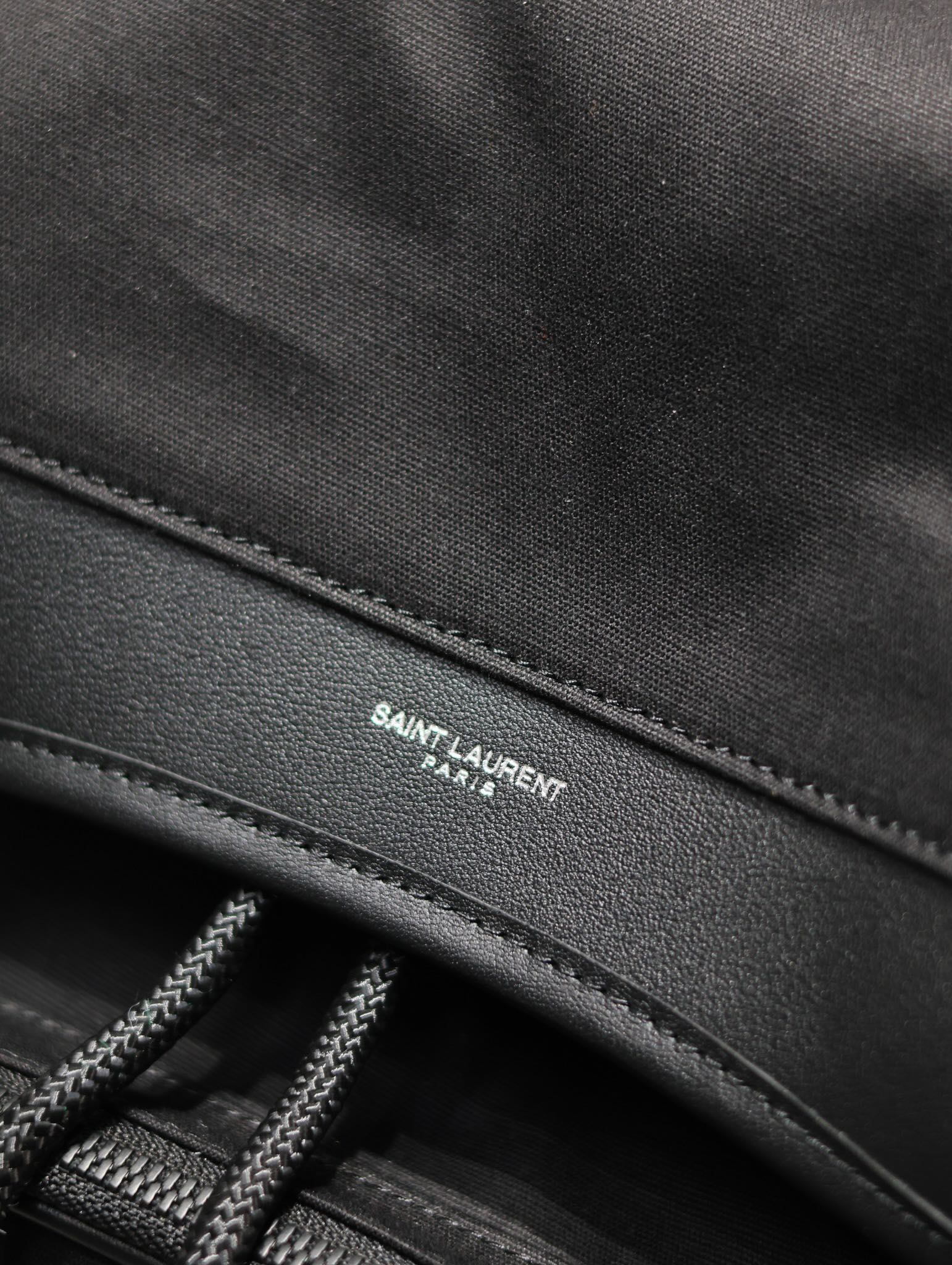 SAINT LAURENT CITY MULTI-POCKET BACKPACK 42 IN BLACK NYLON AND SMOOTH CALFSKIN