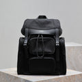 SAINT LAURENT CITY MULTI-POCKET BACKPACK 42 IN BLACK NYLON AND SMOOTH CALFSKIN