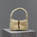 SAINT LAURENT LE 5 À 7 MINI BAG 19 IN CREAM SHEARLING AND BROWN CALFSKIN TRIM