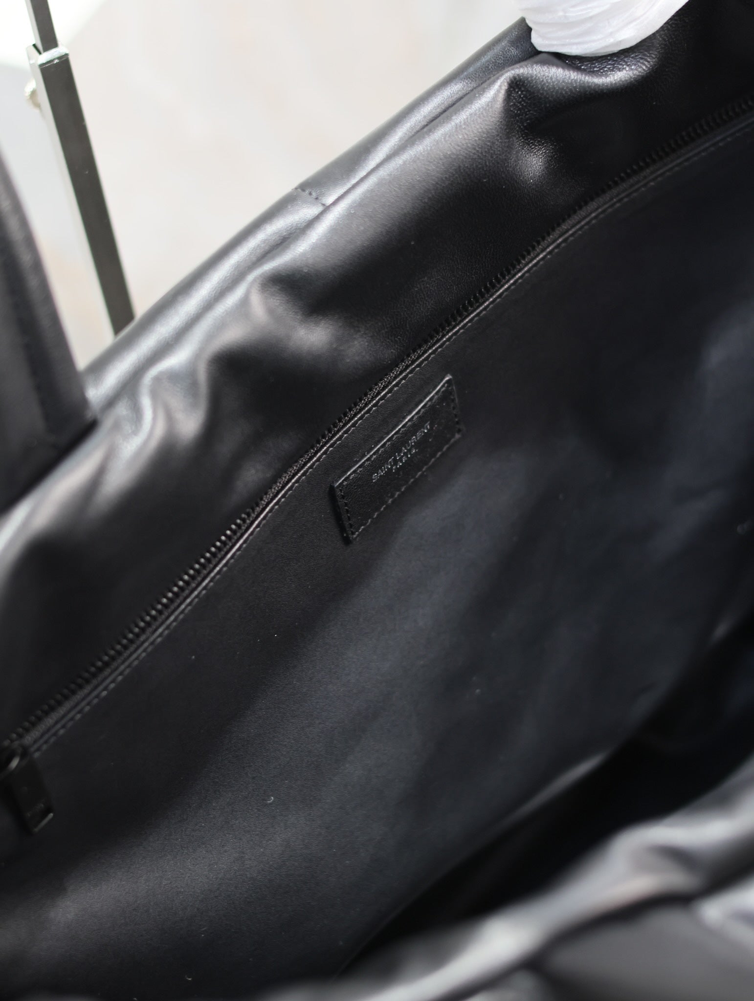 SAINT LAURENT PUFFER LARGE TOTE BAG 57 IN BLACK NAPA LAMBSKIN