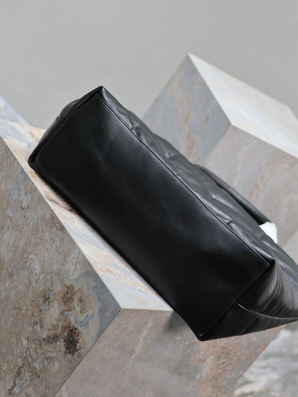 SAINT LAURENT PUFFER LARGE TOTE BAG 57 IN BLACK NAPA LAMBSKIN