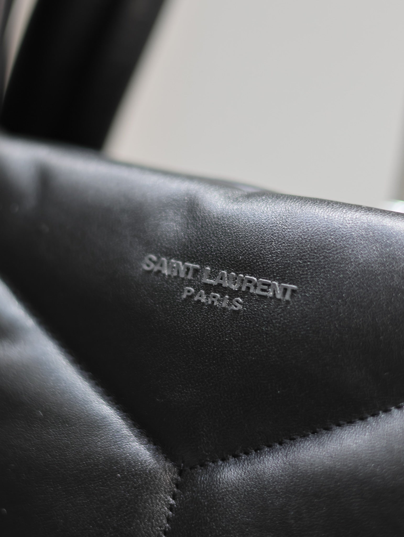 SAINT LAURENT PUFFER LARGE TOTE BAG 57 IN BLACK NAPA LAMBSKIN