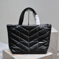 SAINT LAURENT PUFFER LARGE TOTE BAG 57 IN BLACK NAPA LAMBSKIN