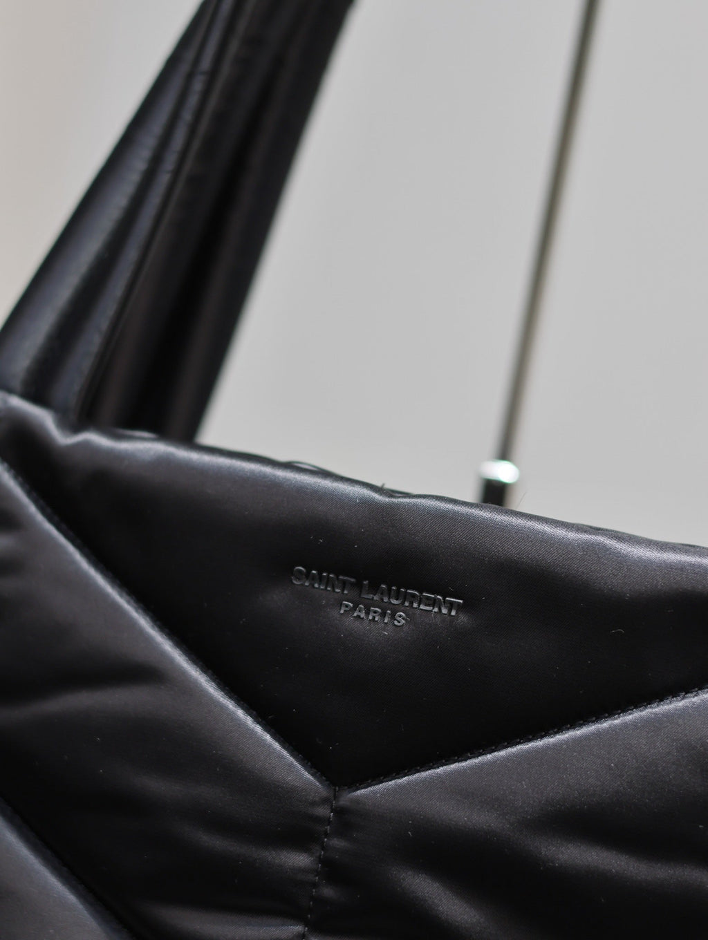 SAINT LAURENT PUFFER LARGE TOTE BAG 57 IN BLACK SILK