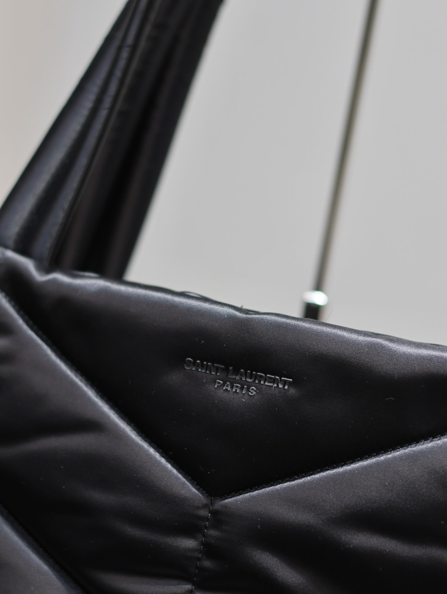 SAINT LAURENT PUFFER LARGE TOTE BAG 57 IN BLACK SILK
