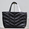 SAINT LAURENT PUFFER LARGE TOTE BAG 57 IN BLACK SILK