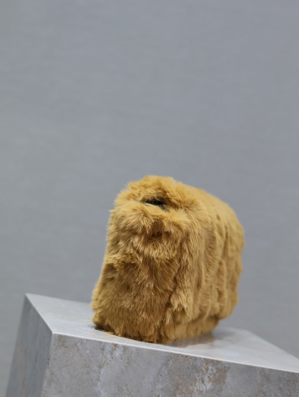 SAINT LAURENT KATE SMALL BAG 22 IN PEANUT BROWN RABBIT FUR GOLD CHAIN