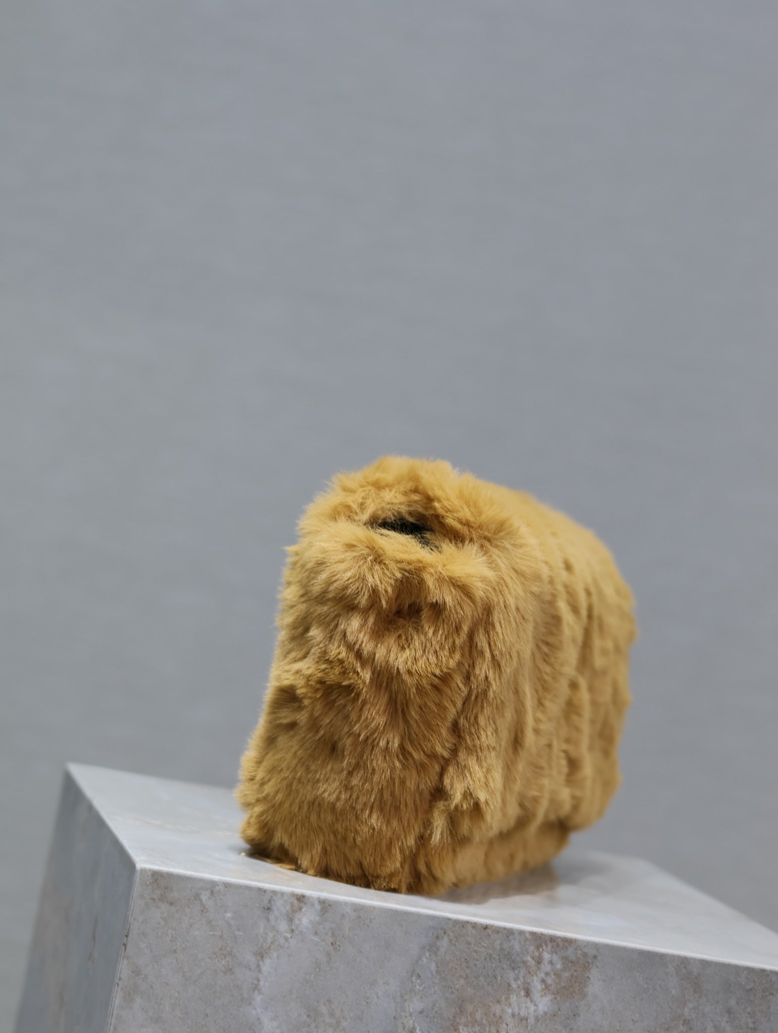SAINT LAURENT KATE SMALL BAG 22 IN PEANUT BROWN RABBIT FUR GOLD CHAIN