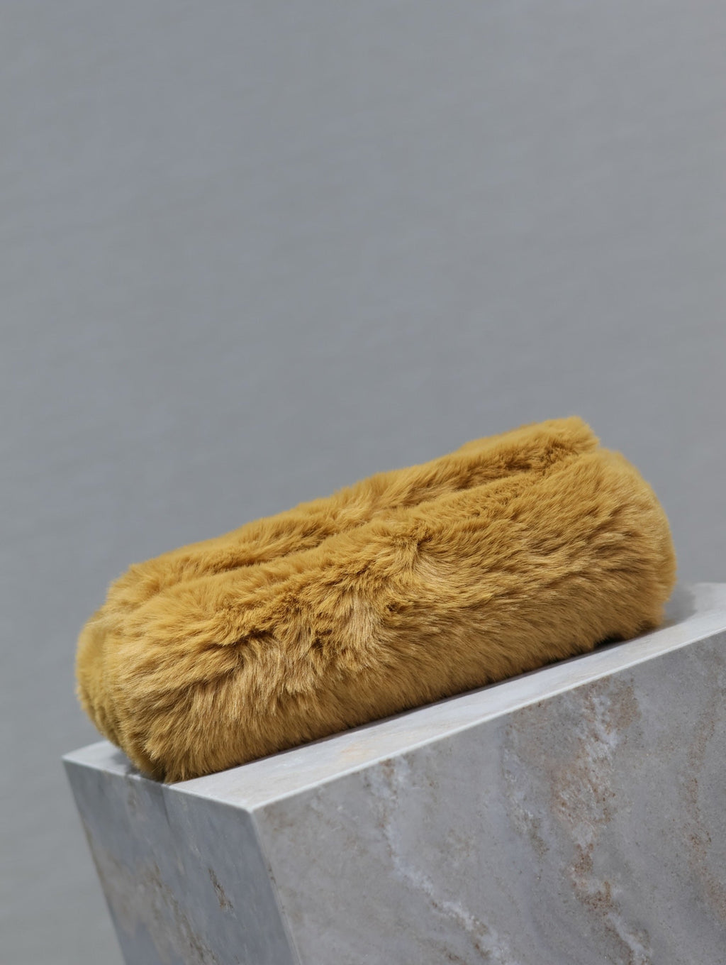 SAINT LAURENT KATE SMALL BAG 22 IN PEANUT BROWN RABBIT FUR GOLD CHAIN