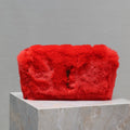 SAINT LAURENT KATE SMALL BAG 22 IN SCARLET RED RABBIT FUR GOLD CHAIN