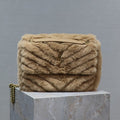 SAINT LAURENT NIKI MEDIUM 28 IN DARK BEIGE RABBIT FUR