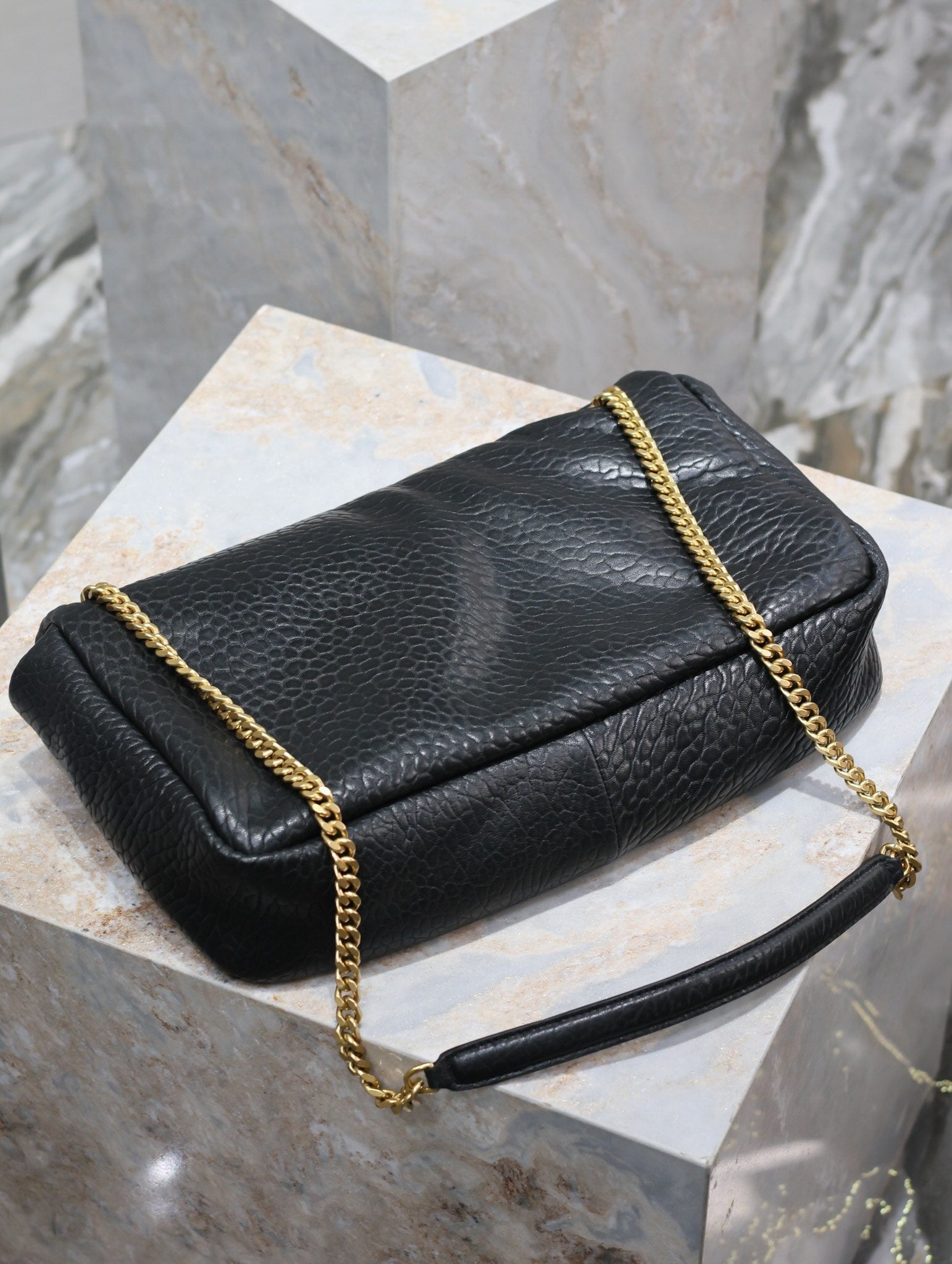 SAINT LAURENT CALYPSO BAG 35 IN BLACK LAMBSKIN GOLD HARDWARE