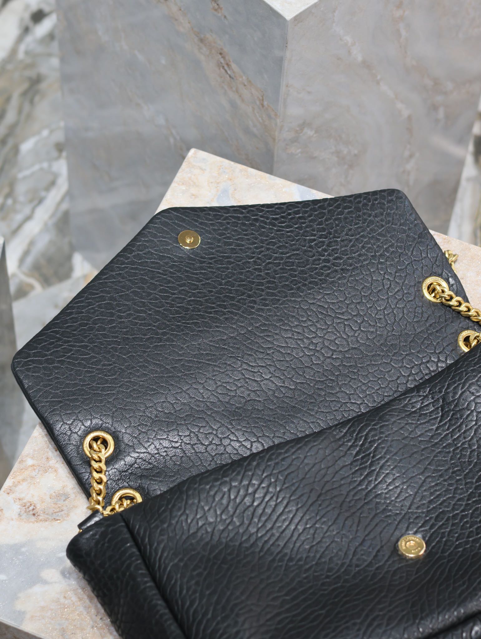 SAINT LAURENT CALYPSO BAG 35 IN BLACK LAMBSKIN GOLD HARDWARE