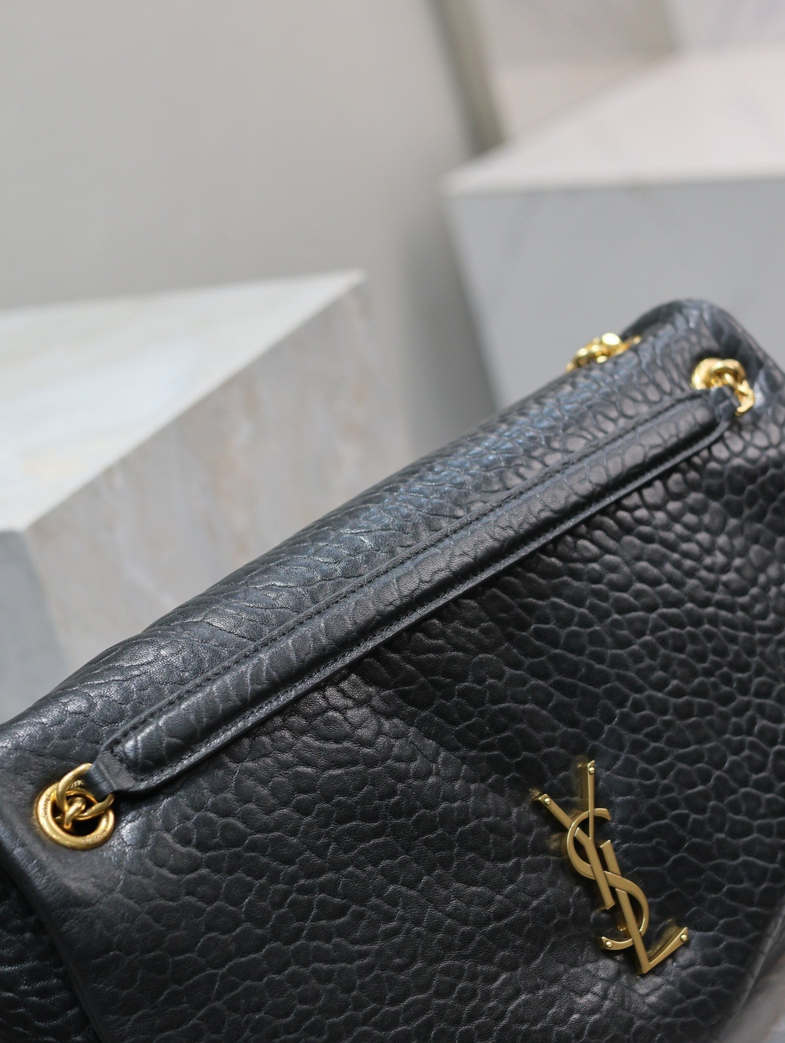 SAINT LAURENT CALYPSO BAG 35 IN BLACK LAMBSKIN GOLD HARDWARE