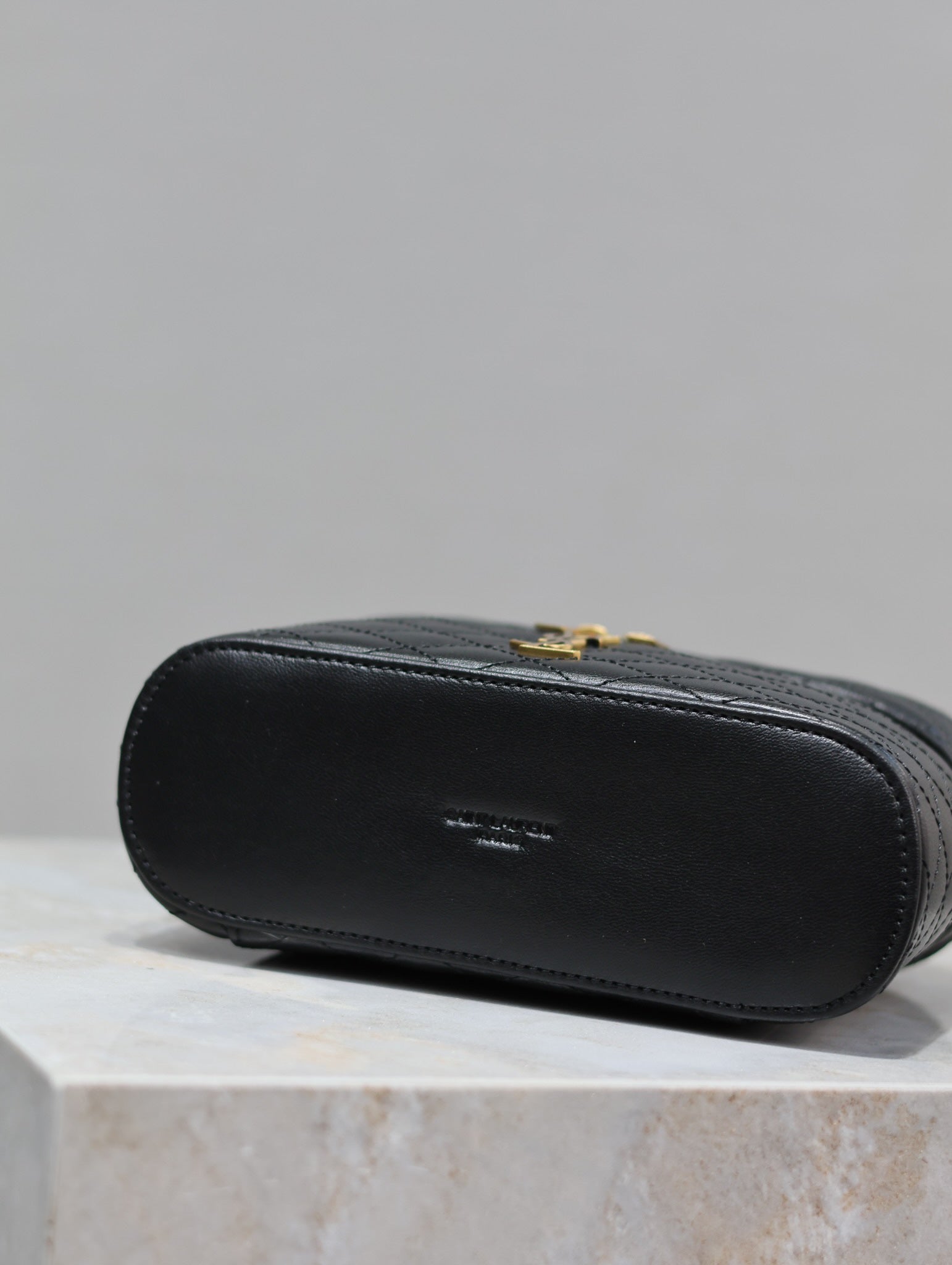 SAINT LAURENT GABY MINI VANITY 18 IN BLACK QUILTED LAMBSKIN GOLD HARDWARE