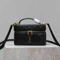 SAINT LAURENT GABY MINI VANITY 18 IN BLACK QUILTED LAMBSKIN GOLD HARDWARE