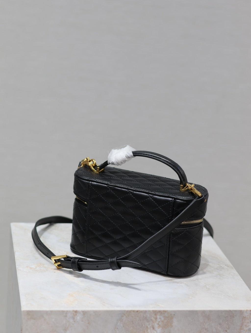 SAINT LAURENT GABY MINI VANITY 18 IN BLACK QUILTED LAMBSKIN GOLD HARDWARE