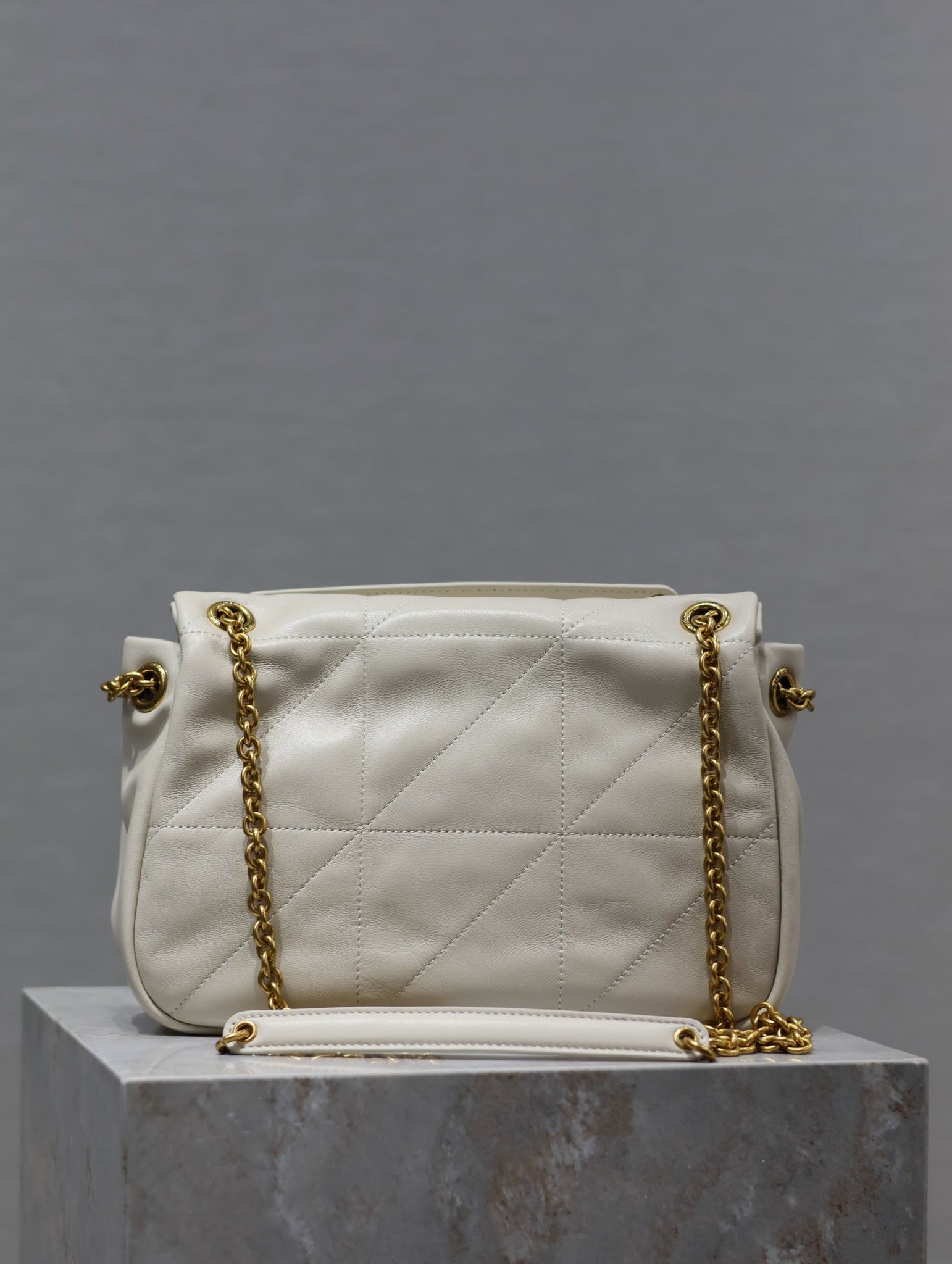 SAINT LAURENT JAMIE 4.3 SMALL BAG 25 IN WHITE LAMBSKIN GOLD HARDWARE