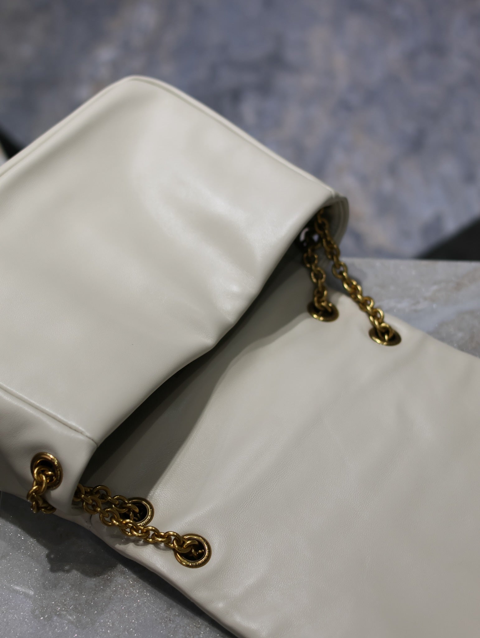 SAINT LAURENT JAMIE 4.3 SMALL BAG 25 IN WHITE LAMBSKIN GOLD HARDWARE