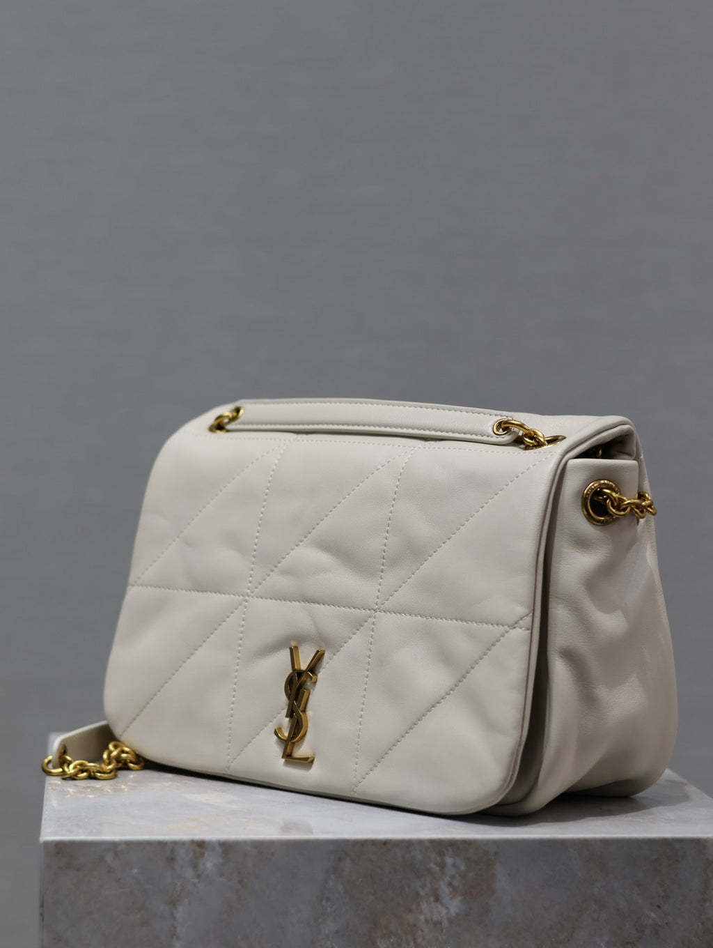 SAINT LAURENT JAMIE 4.3 SMALL BAG 25 IN WHITE LAMBSKIN GOLD HARDWARE