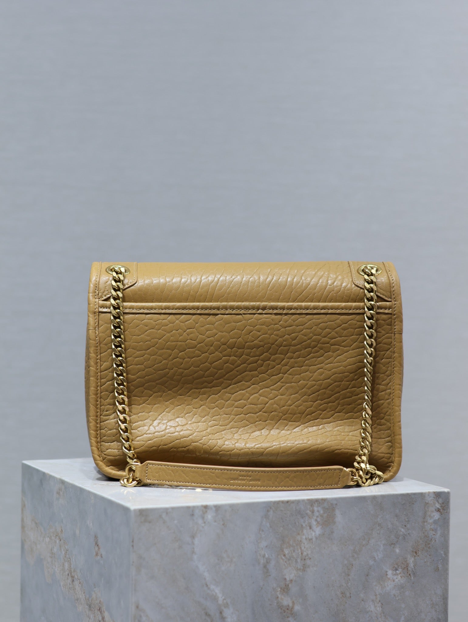 SAINT LAURENT NIKI MEDIUM 28 IN DIJON YELLOW ELEPHANT PATTERN LAMBSKIN