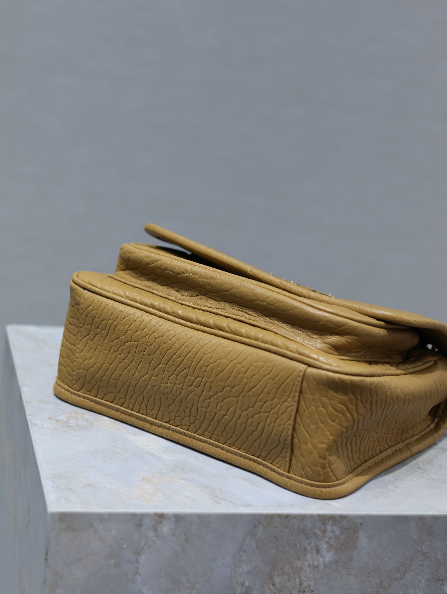 SAINT LAURENT NIKI BABY 22 IN DIJON YELLOW ELEPHANT PATTERN LAMBSKIN