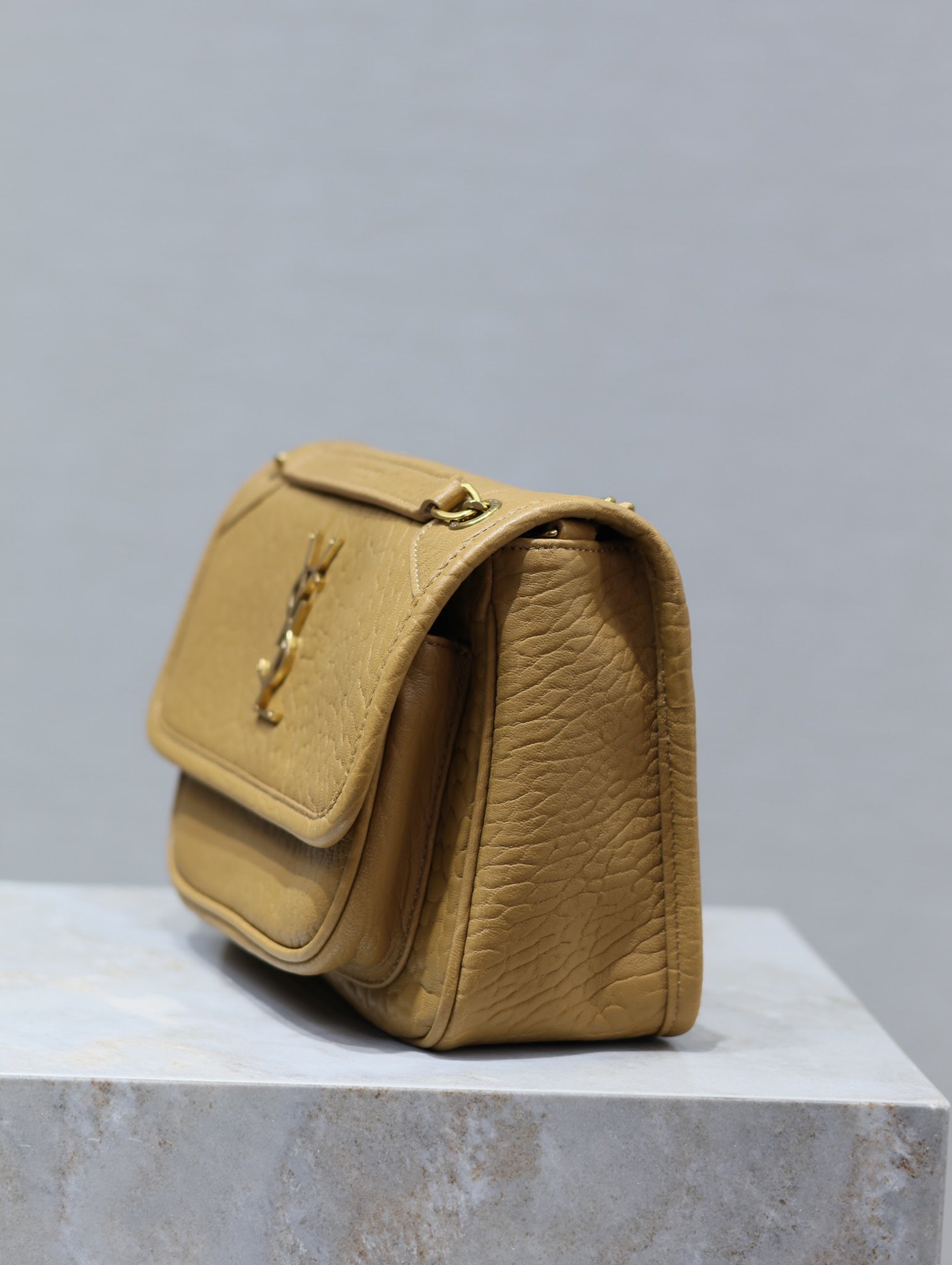 SAINT LAURENT NIKI BABY 22 IN DIJON YELLOW ELEPHANT PATTERN LAMBSKIN