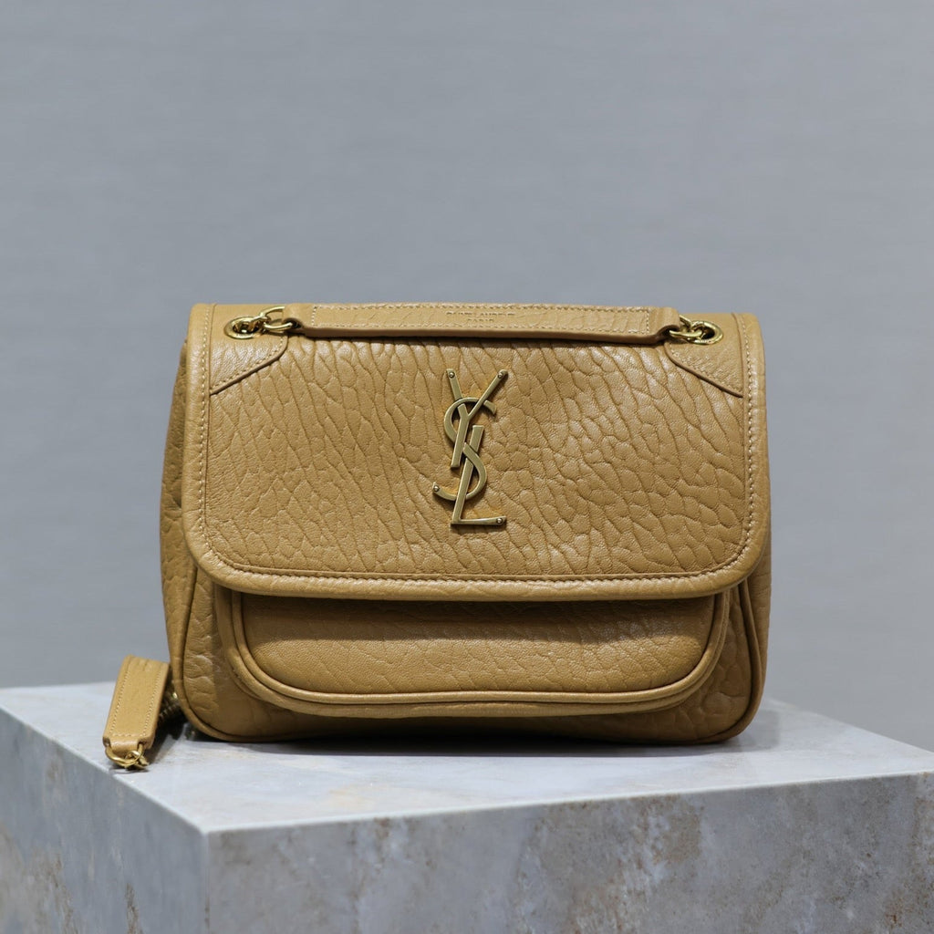 SAINT LAURENT NIKI BABY 22 IN DIJON YELLOW ELEPHANT PATTERN LAMBSKIN