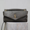 SAINT LAURENT YSL 25S CALYPSO BAG 38 IN ARMY GREEN GRAINED LAMBSKIN GOLD HARDWARE