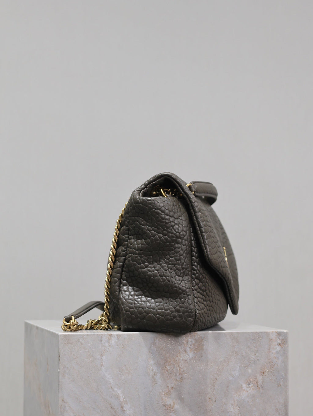 SAINT LAURENT YSL 25S CALYPSO BAG 38 IN ARMY GREEN GRAINED LAMBSKIN GOLD HARDWRE