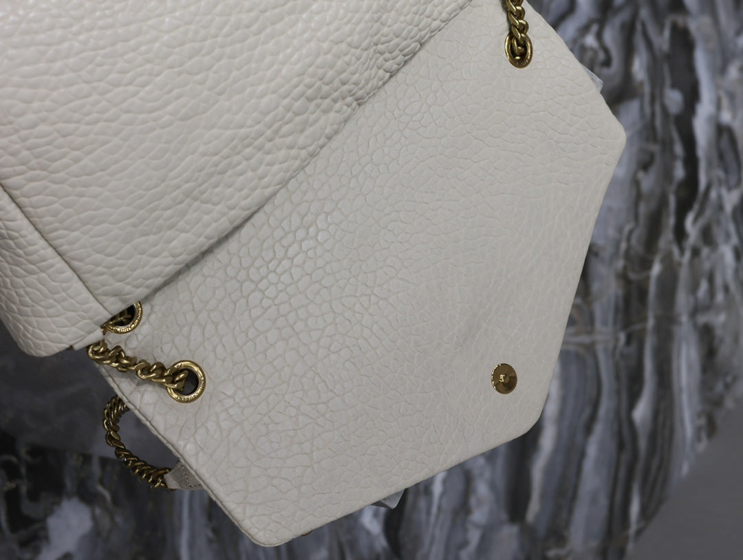 SAINT LAURENT CALYPSO BAG 35 IN WHITE LAMBSKIN GOLD HARDWARE