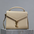 SAINT LAURENT CASSANDRA TOP HANDLE BAG 24 IN BEIGE CALFSKIN GOLD HARDWARE