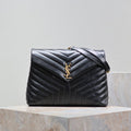 SAINT LAURENT LOULOU LARGE 36 IN BLACK QUILTED CALFSKIN GOLD HARDWARE