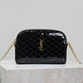 SAINT LAURENT GABY ZIPPED POUCH 19 IN BLACK GLOSSY LAMBSKIN GOLD HARDWARE