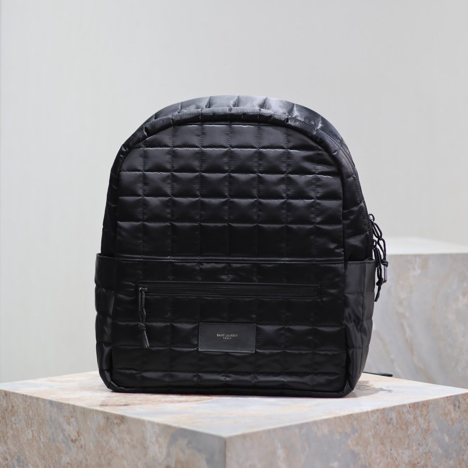 SAINT LAURENT BACKPACK 37 IN BLACK PLAID NYLON