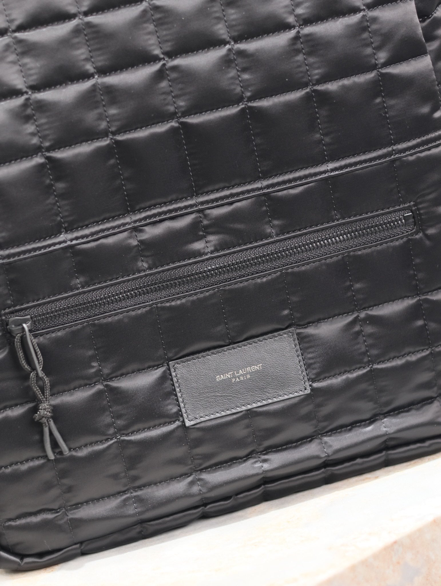 SAINT LAURENT BACKPACK 37 IN BLACK PLAID NYLON