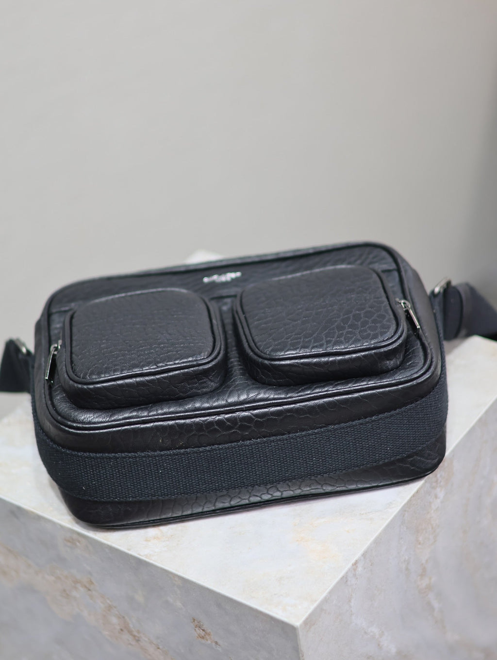 SAINT LAURENT CITY CAMERA BAG 24 IN BLACK ELEPHANT PATTERN LAMBSKIN