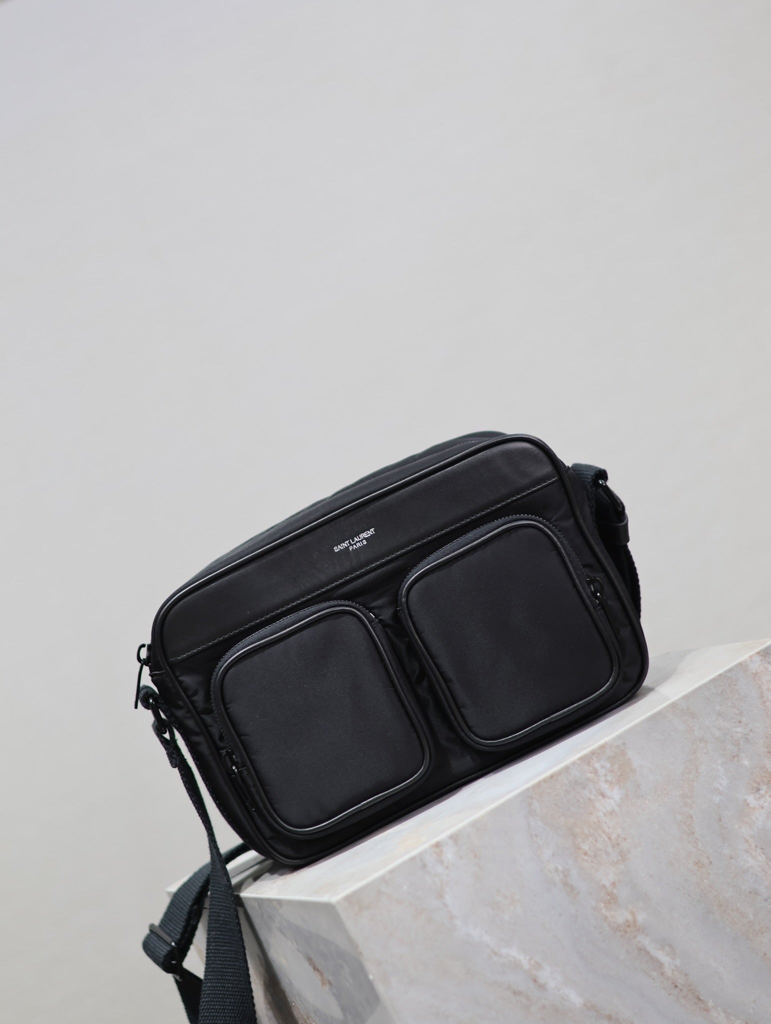 SAINT LAURENT CITY CAMERA BAG 24 IN BLACK ECONYL