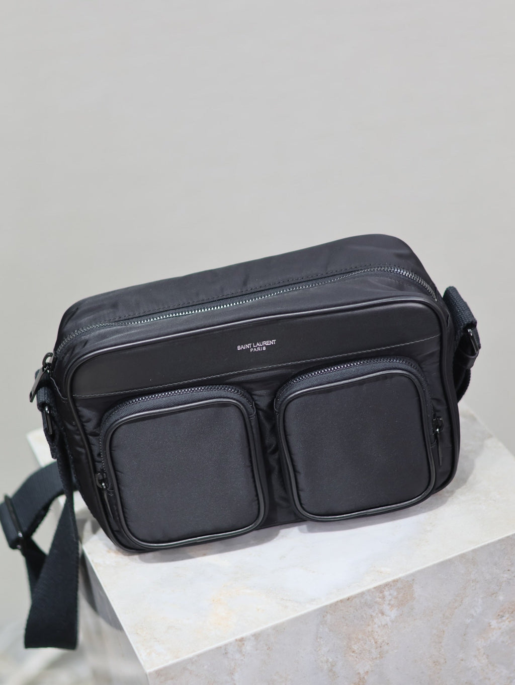 SAINT LAURENT CITY CAMERA BAG 24 IN BLACK ECONYL